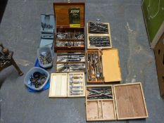 A quantity of taps and dies, drills,