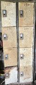 A set of eight vintage industrial/school metal lockers.