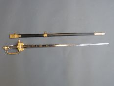 A 1796 pattern sword with J Runkel engraved to blade and Damascene engraved decoration