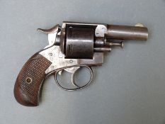Belgian W. Moore & Co retailed .44 centre fire five shot revolver with chequered grips and 2.