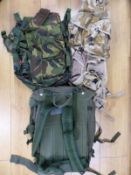 A large collection of military clothing, uniform,