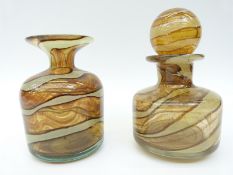 Mdina glass vase and matching decanter in the Earth & Sand pattern,
