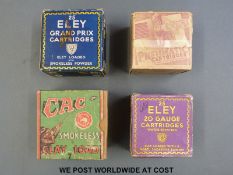 Four boxes of twenty five 12 and 20 bore collector's shotgun cartridges including CAC, pneumatic,