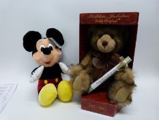 Golden Jubilee teddy bear in original box and Walt Disney Company Mickey Mouse