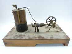 A freelance built horizontal live steam plant with vertical copper boiler, weight operated lever,