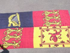 Three large vintage flags comprising Union Jack 190 x 360cm,