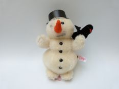 Steiff Original 'Snowman' 037962 teddy bear, with white mohair, button to ear, tags and certificate,