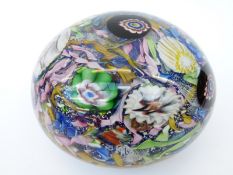 Fratelli Toso oversized millefiori glass paperweight of hollow form decorated with scrambled canes