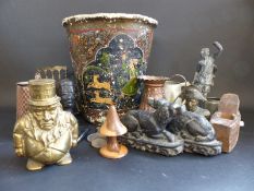 A collection of metalware and small tools including a fountain pen nib tool by Lockwood Brothers,