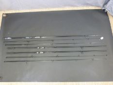 Five carp fishing rods including Shakespeare Omnix Matt Hayes 12ft carp,