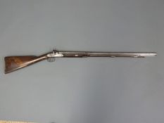 John Cole of Cirencester percussion hammer action gun with engraved decoration to the top plate and