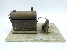 A freelance made horizontal steam engine with copper boiler and oscillating cylinder