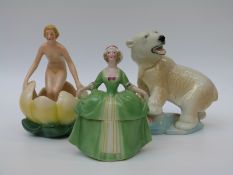 A continental Art Deco nude on a lily,