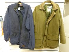 Three gentleman's shooting jackets comprising a Beretta navy blue example (40inch chest),