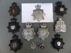 A collection of police badges relating to various police forces in Nottingham, Wolverhampton,