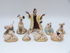 Nine Royal Doulton Disney 101 Dalmatians figures