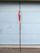 A 19thC calvary lance with 12 inch metal tri-form tip marked 1820 and marked indistinctly probably