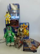 A collection of Star Wars action figure sets together with vintage robots, video games etc,