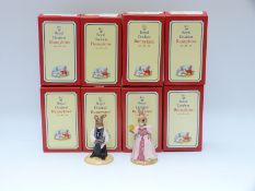 Royal Doulton Bunnykins figures, Caddie, ICC Cinderella, Golfer, Stopwatch, Little Bo Peep, Vicar,