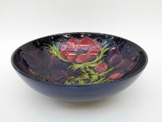 Moorcroft bowl in Anemone pattern by Walter Moorcroft (26cm diameter)