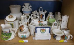 Eight pieces of crested china of local Gloucestershire scenes to include Stonehouse jug,