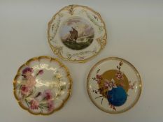 A cabinet plate by George Jones together with an Aesthetic Movement example and a rare Worcester