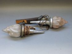 A pair of Art Deco style vintage car or similar interior lights formed as flaming torches,