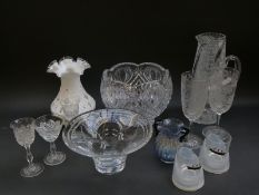 A selection of glassware including Thomas Webb and a Fenton vase