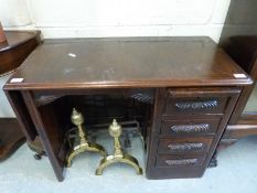 A ladies single pedestal desk with brush slide,
