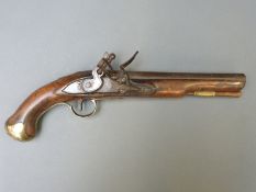 A flintlock hammer action Light Dragoon pistol with crown over GR cypher to lock,