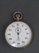 A stopwatch, the white enamel face with sub dial marked Herm Bark Kiel,