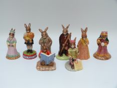 Royal Doulton Bunnykins figures Fortune Teller, Friar Tuck, Little John, Mascot, William Reading,