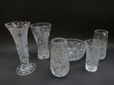 Five cut glass vases to include Thomas Webb, Edinburgh etc.