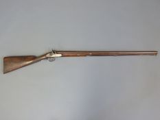 Durs Egg 14 bore single barrelled muzzle loading, hammer action gun with named and engraved lock,