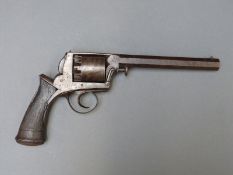 Adams 38 bore five shot Dragoon revolver with chequered grip,