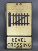 An aluminium 'level crossing' sign,