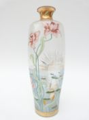 A Le Gras style glass vase with enamel decoration of flowers,
