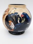 Moorcroft vase in Reeth Black Grouse pattern by Emma Bossons (17cm tall)
