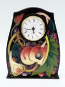 Moorcroft mantel clock in Queen's Choice pattern by Emma Bossons (20cm tall)