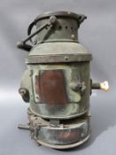 A Ministry mark copper Boer War period signalling lamp together with a photograph of the lamp with