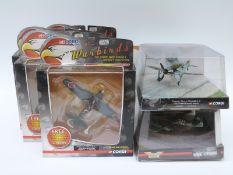 Six Corgi diecast model aeroplanes including The Aviation Archive and Warbirds,