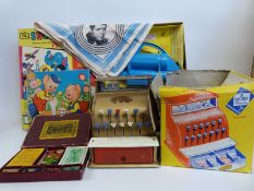 A large collection of vintage Codeg children's toys and games including Cash Register,