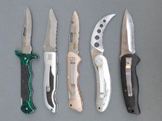 Five Kasu and other hunting or similar folding knives