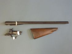 Perkins 13 bore side by side pinfire hammer action shotgun with named and engraved locks,