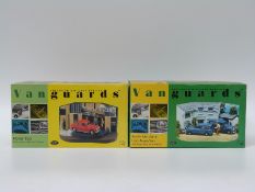 Two Vanguards diecast diorama models Rover 100 Heather Brown and Earls Court and Austin A40 Van &