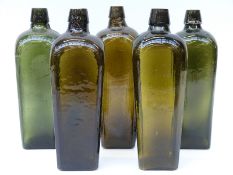 Five 19thC gin bottles