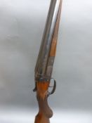 BSA 12 bore side by side shotgun with chequered semi-pistol grip and forend and 28 inch barrels,