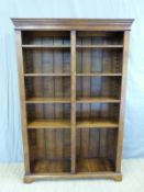 An oak double bookcase with sawtooth adjustable shelves (W121 x D32 x H183cm)