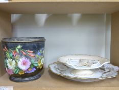 A 19thC hand painted floral jardiniere,