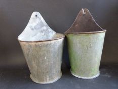 A pair of galvanised metal wall sconce planters